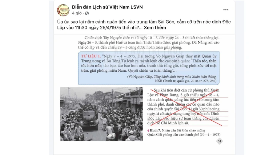 Nội dung sai lệch được đăng tải trên "Diễn đàn Lịch sử Việt Nam LSVN".