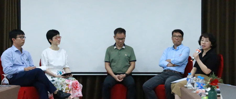 ThS. Phan Thị Hải, Phó Giám đốc Quỹ Phòng chống tác hại Thuốc lá (Bộ Y tế) chia sẻ tại toạ đàm.