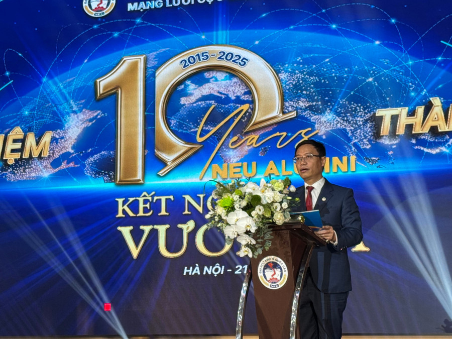 PGS.TS. Bùi Đức Thọ - Chủ tịch Hội đồng Đại học Kinh tế Quốc dân phát biểu.