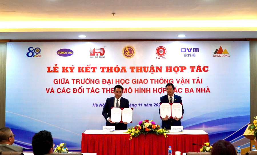 Trường ĐH Giao thông Vận tải và Tập đoàn Xây dựng Minh Đức ký kết hợp tác.