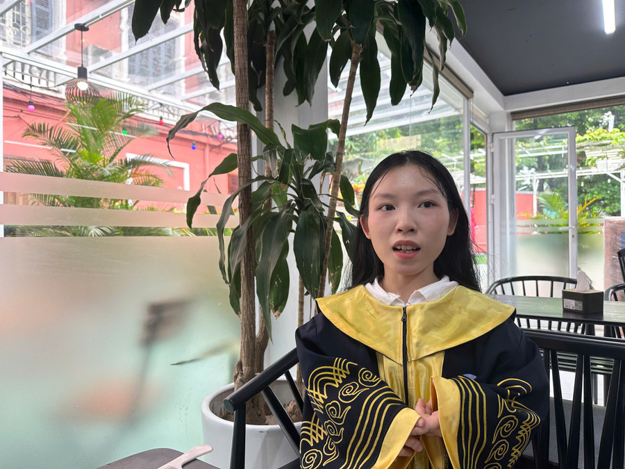Nguyễn Thị Phương, sinh viên ngành Công nghệ thông tin, khóa 63, Trường ĐH Thủy lợi. Ảnh NC.