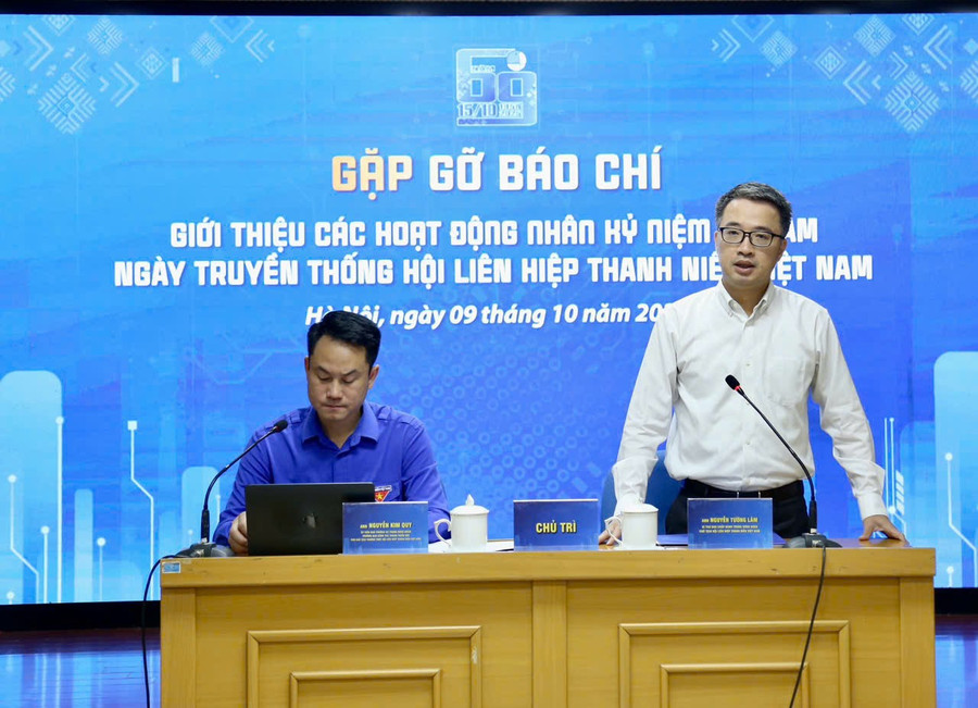 Anh Nguyễn Tường Lâm - Bí thư Trung ương Đoàn, Chủ tịch Hội Liên hiệp thanh niên Việt Nam phát biểu.