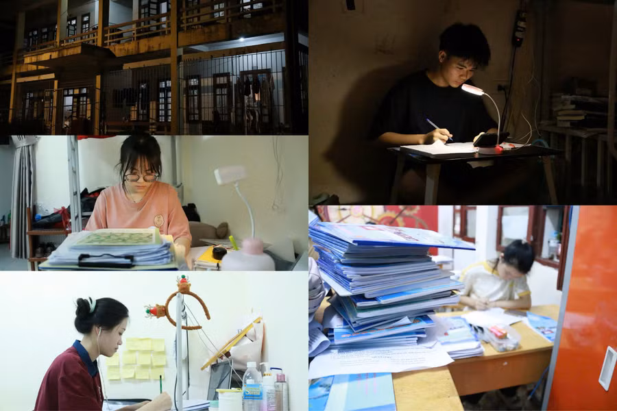 Học sinh nội trú vẫn miệt mài ôn luyện. Ảnh Duy Đạt.
