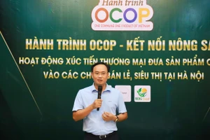 Ông Lê Ngọc Huê, Chủ tịch Thái Bình Coop, Chủ tịch An Thái Hưng Group, Trưởng Ban tổ chức phát biểu tại sự kiện.