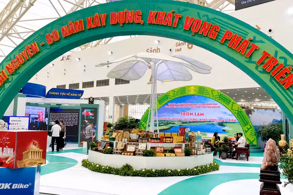 Không gian "Thái Nguyên - 80 năm xây dựng, khát vọng phát triển" tại Triển lãm quốc gia.
