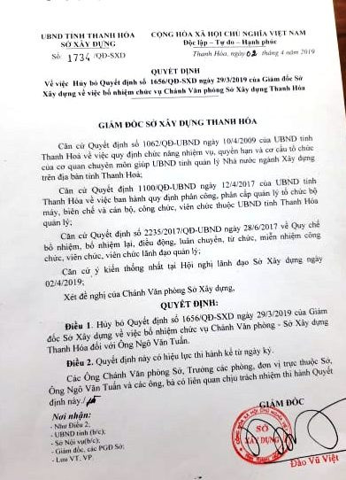 Quyết định của Giám đốc Sở Xây dựng Thanh Hóa Quyết định của Giám đốc Sở Xây dựng Thanh Hóa