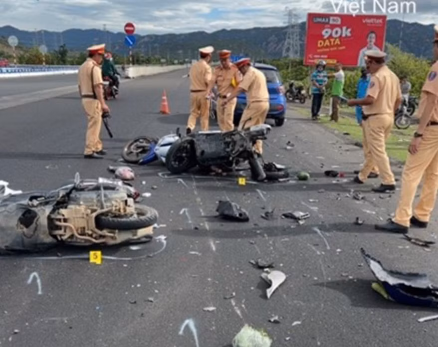 Hiện trường vụ tai nạn. (Ảnh: Công an Bình Thuận)