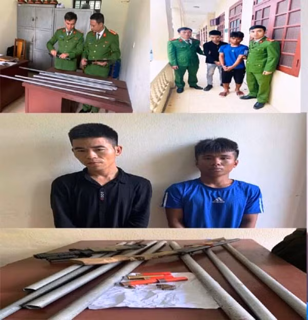 Nguyễn Văn Thảo (áo xanh), Nguyễn Văn Tùng bị công an bắt giữ.