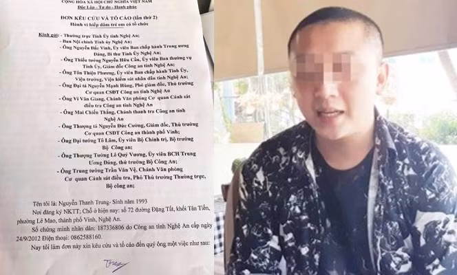 Nguyễn Thanh Trung gửi đơn lên CA TP Vinh tố giác con gái bị T.T.T. An cùng 2 người nữa xâm hại.