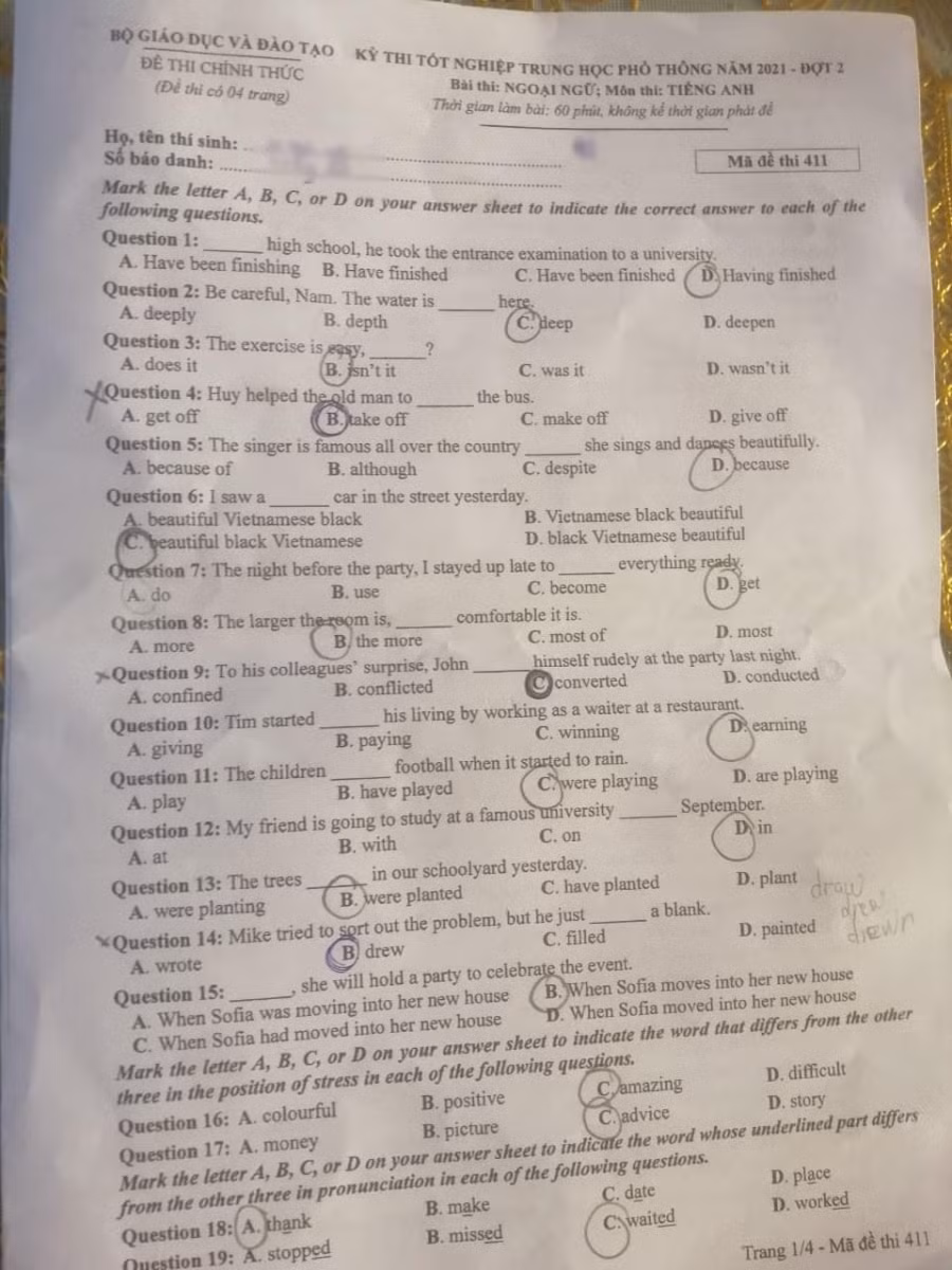 Nhận xét đề thi môn Ngoại ngữ, Kỳ thi tốt nghiệp THPT 2021, đợt 2 ảnh 1