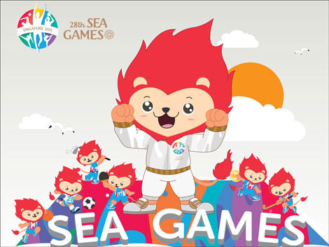 SEA Games 28 với linh vật Sư tử Nila của nước chủ nhà Singapore.
