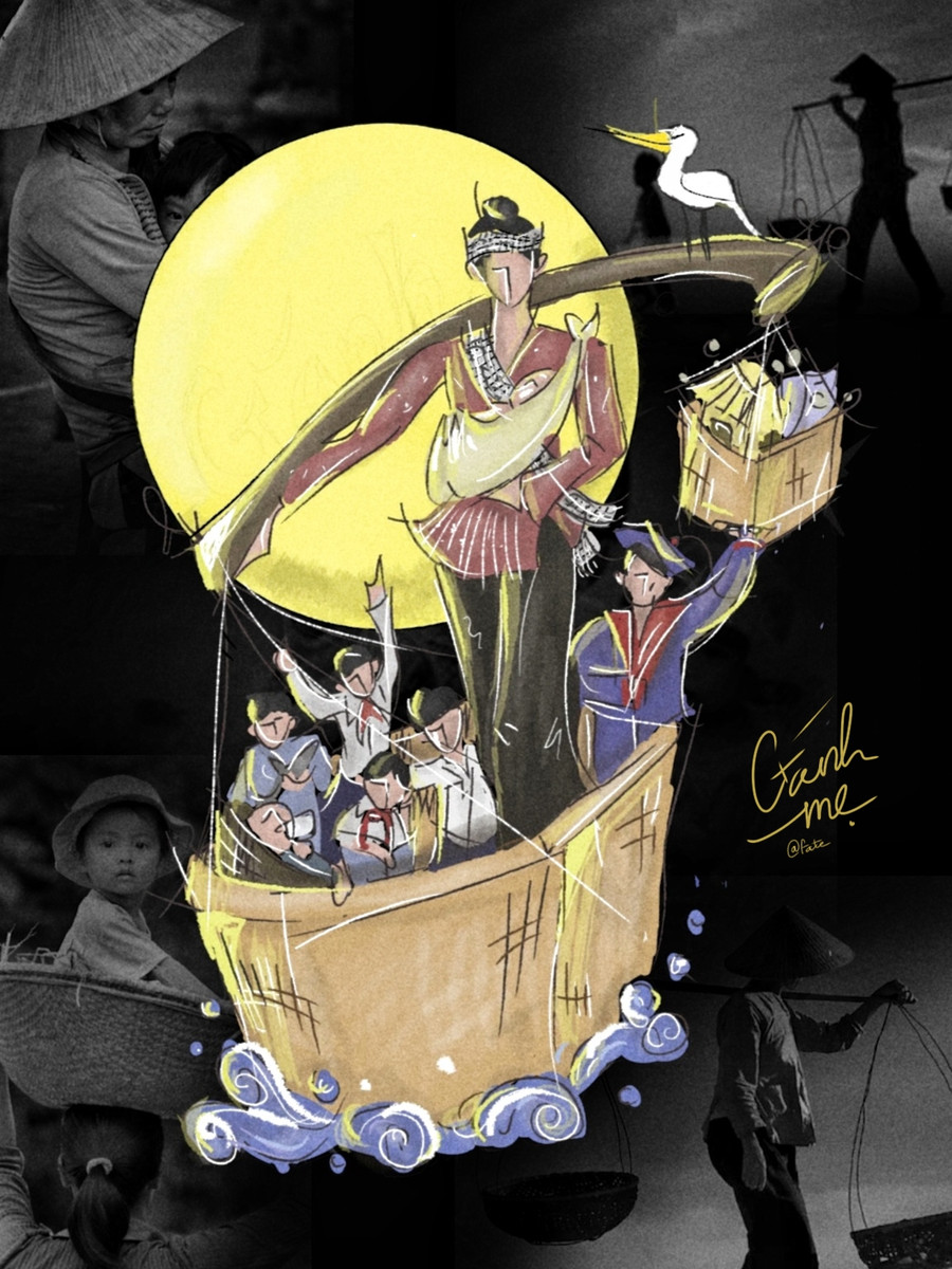 Tác phẩm Gánh Mẹ - Huỳnh Thành Phát.