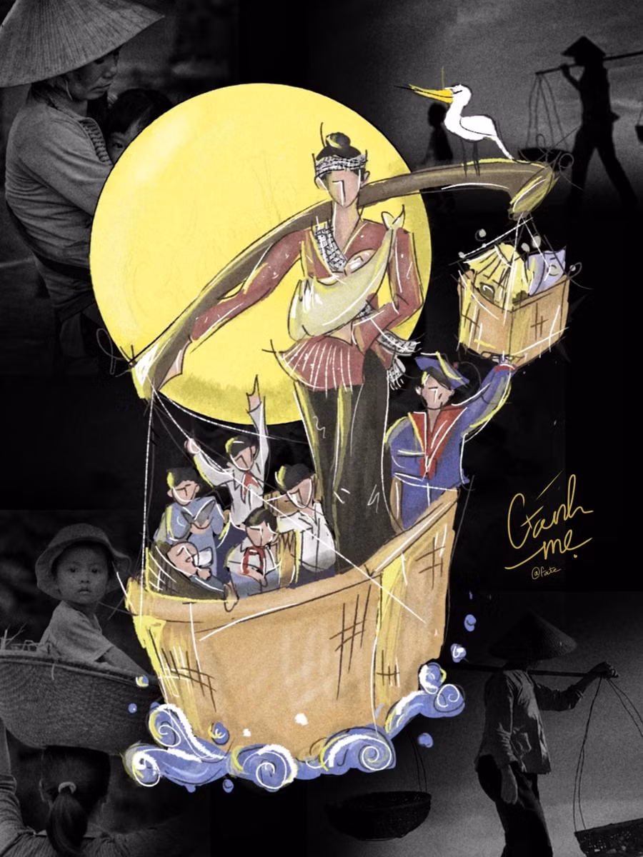 Tác phẩm Gánh Mẹ - Huỳnh Thành Phát.