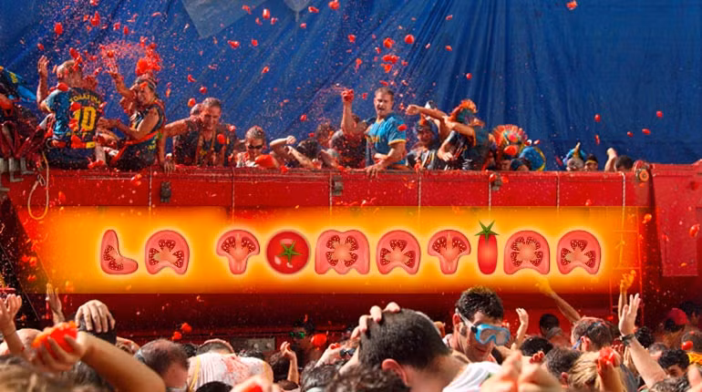 Lễ hội ném cà chua nổi tiếng La Tomatina của Tây Ban Nha.