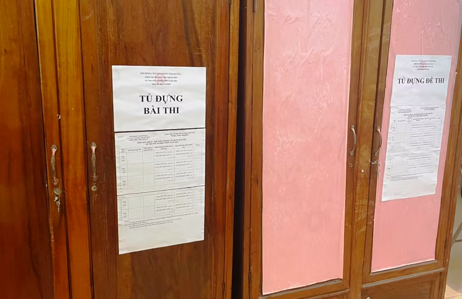 Tủ đựng đề thi và tủ đựng bài thi tại Trường THPT Quan Sơn. (Ảnh: HĐ)