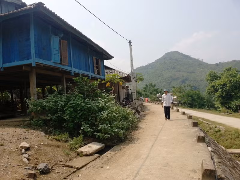 Những ngôi nhà vững chãi của người dân ở bản Xim, xã Quang Chiểu (Mường Lát, Thanh Hóa).