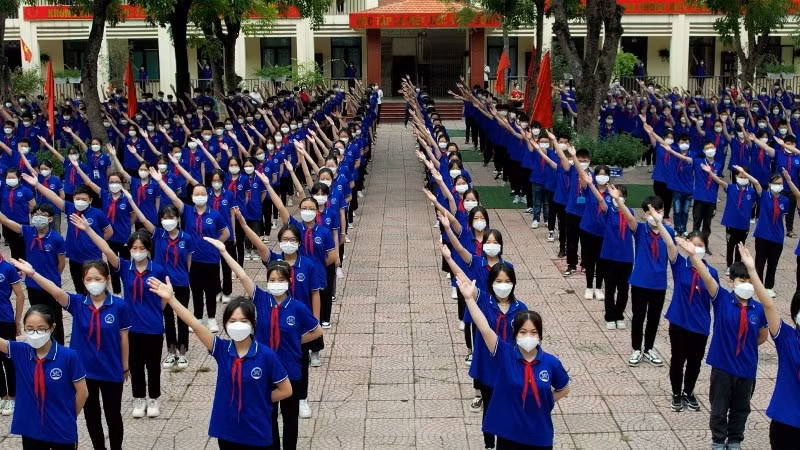 Màn trình diễn của Trường THCS Khai Quang.