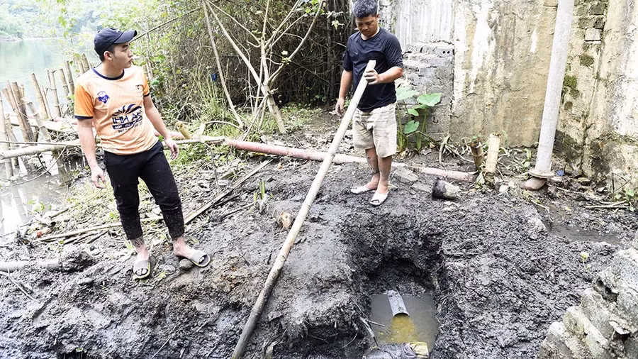 Khu vực phát hiện ống xả thải ngầm của Công ty TNHH Tân Thái Thanh, ở xã Thiết Kế, huyện Bá Thước (Thanh Hóa).