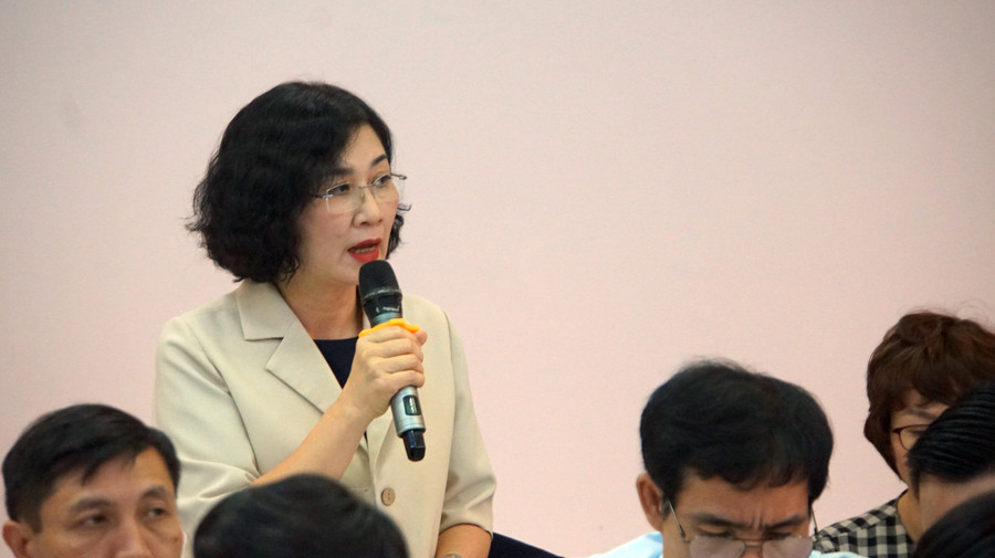 PGS. TS Lê Thị Thu Thủy, Chủ tịch Hội đồng trường Trường Đại học Ngoại thương phát biểu. Ảnh: Mạnh Tùng