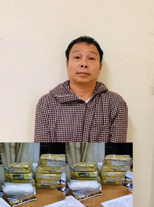 Đối tượng Lộc Văn Đương cùng tang vật vụ án.