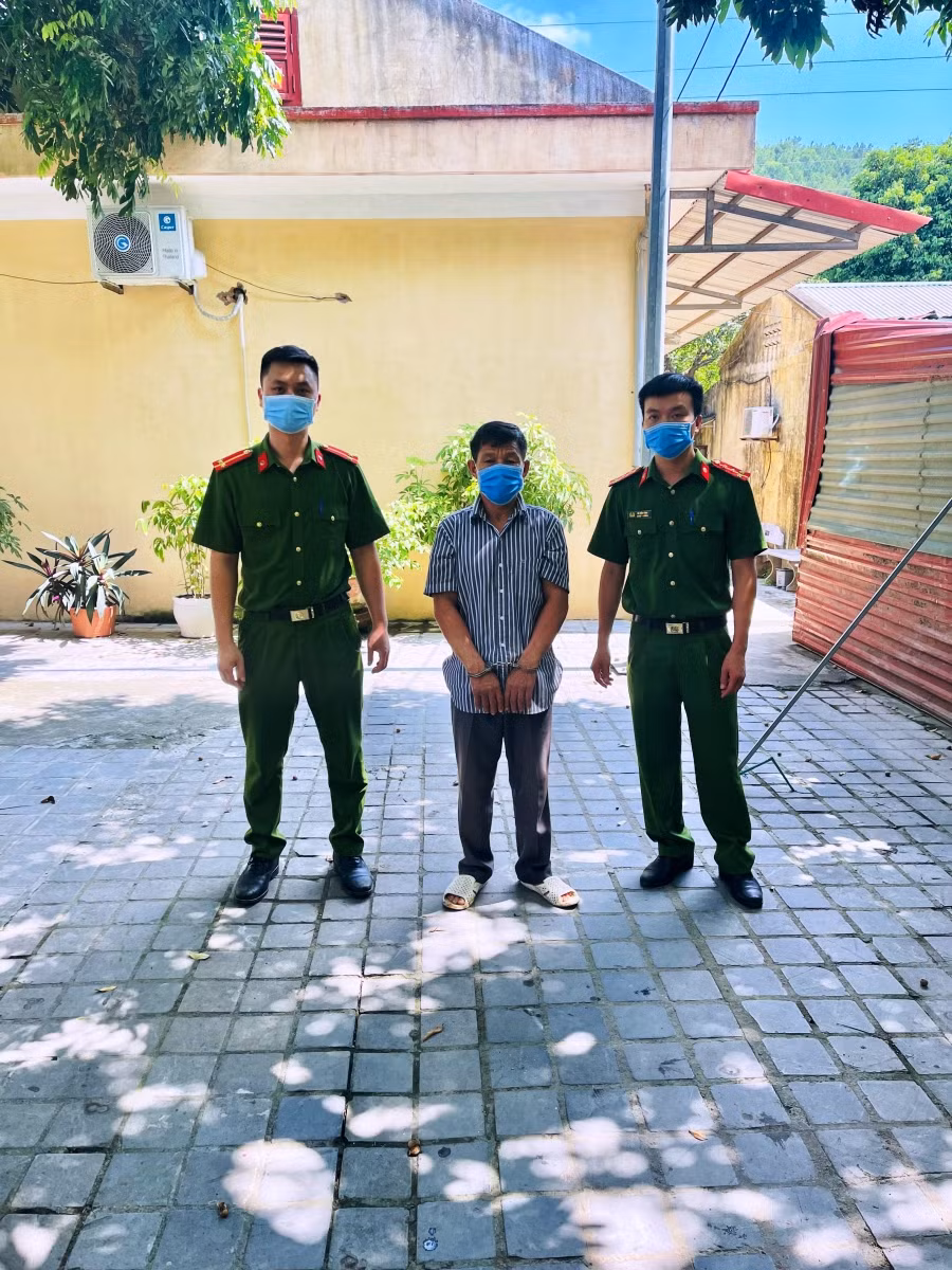 Lê Văn Trường tại cơ quan Công an. Ảnh: Công an Thanh Hóa cung cấp.