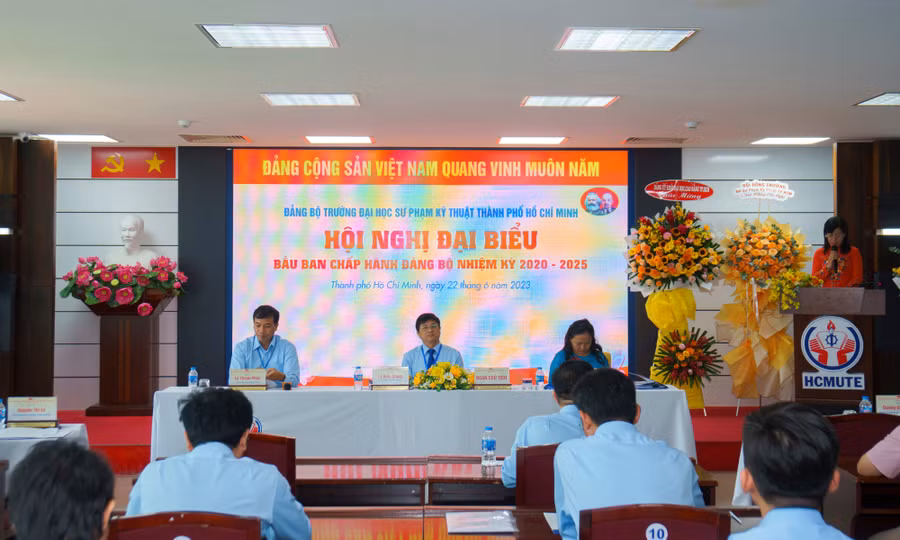 Hội nghị đại biểu bầu Ban chấp hành Đảng bộ Trường ĐH Sư phạm Kỹ thuật TPHCM ngày 22/6. Ảnh: HCMUTE