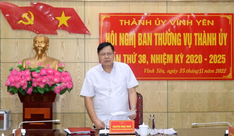 Bí thư Thành ủy Vĩnh Yên Nguyễn Ngọc Bình chủ trì hội nghị