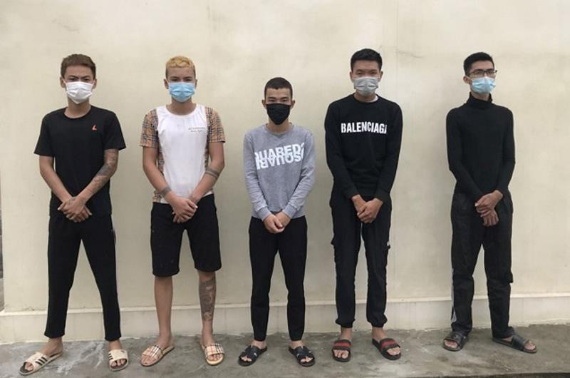 5 đối tượng tại cơ quan Công an. Ảnh: Công an Vĩnh Phúc