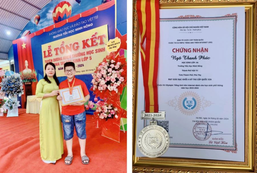 Em Ngô Thanh Phúc đoạt Huy chương Bạc khối 4 kỳ thi cấp quốc gia Cuộc thi Olympic tiếng Anh trên Internet (IOE) dành cho học sinh phổ thông năm học 2023 - 2024. Em Ngô Thanh Phúc đoạt Huy chương Bạc khối 4 kỳ thi cấp quốc gia Cuộc thi Olympic tiếng Anh trên Internet (IOE) dành cho học sinh phổ thông năm học 2023 - 2024.