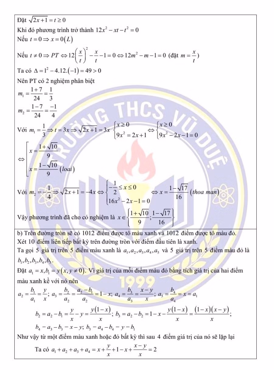 Gợi ý đáp án môn Toán chuyên do nhóm giáo viên trường THCS Vũ Duệ, huyện Lâm Thao thực hiện (trang 3).