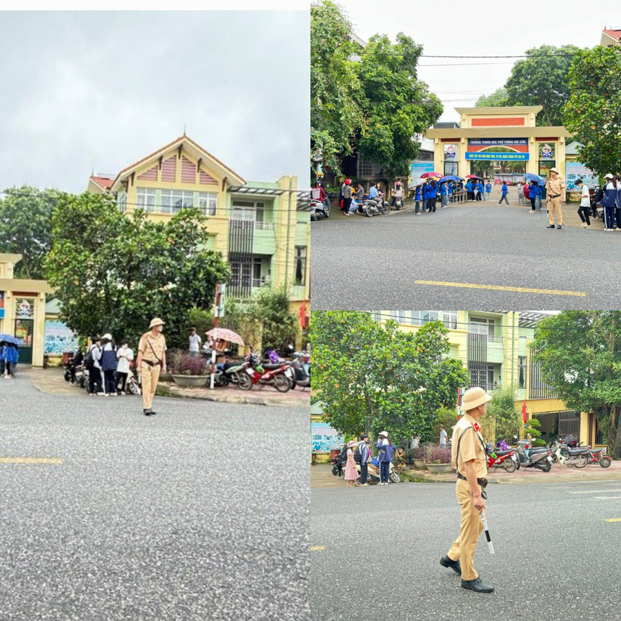 Dù ở điểm thi thành phố hay các trường huyện, lực lượng CSGT luôn làm tròn trách nhiệm được giao.