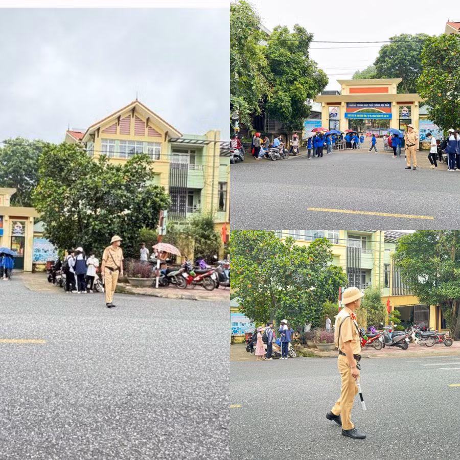 Dù ở điểm thi thành phố hay các trường huyện, lực lượng CSGT luôn làm tròn trách nhiệm được giao.