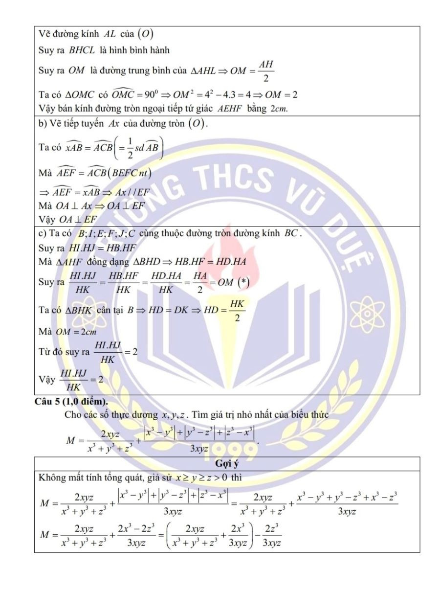 Gợi ý đáp án môn Toán chuyên do nhóm giáo viên trường THCS Vũ Duệ, huyện Lâm Thao thực hiện (trang 5). Gợi ý đáp án môn Toán chuyên do nhóm giáo viên trường THCS Vũ Duệ, huyện Lâm Thao thực hiện (trang 5).