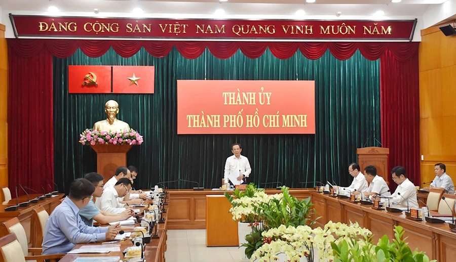 Một phiên họp của Ban Chỉ đạo Phòng chống tham nhũng, tiêu cực TPHCM. (Ảnh: Thành ủy TPHCM)