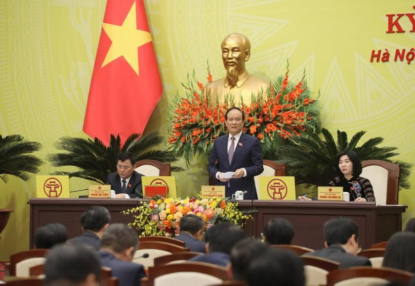 Chủ tịch Hội đồng nhân dân TP Hà Nội Nguyễn Ngọc Tuấn phát biểu. Chủ tịch Hội đồng nhân dân TP Hà Nội Nguyễn Ngọc Tuấn phát biểu.