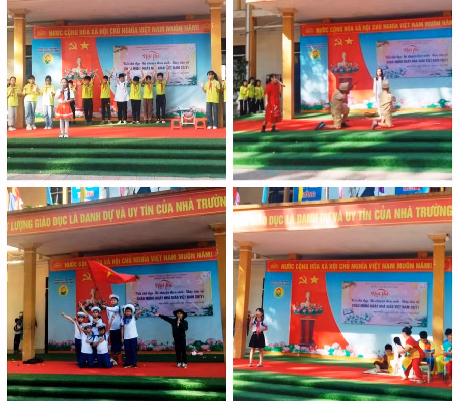 Học sinh nhà trường tham gia hoạt động ngoại khóa chào mừng ngày Nhà giáo Việt Nam 20/11.