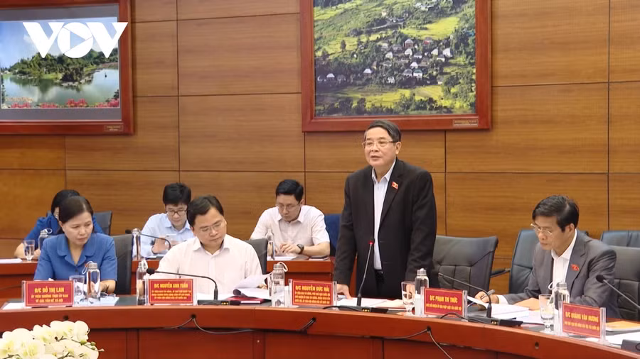 PCT Quốc hội Nguyễn Đức Hải phát biểu tại buổi làm việc với tỉnh Lào Cai liên quan đến bầu cử.