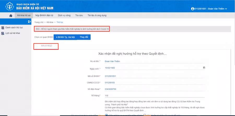 Hướng dẫn đăng ký trực tuyến nhận hỗ trợ từ Quỹ bảo hiểm thất nghiệp ảnh 5