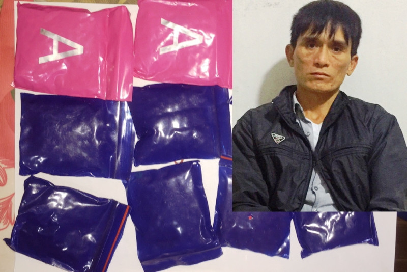 Hoàng Ngọc Bằng và số ma túy bị lực lượng công an thu giữ. Ảnh: Công an Thanh Hóa cung cấp