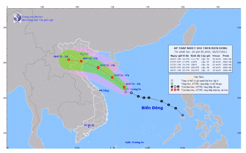 Dự báo đường đi của áp thấp nhiệt đới trên biển có nguy cơ ảnh hưởng đến Thanh Hóa.