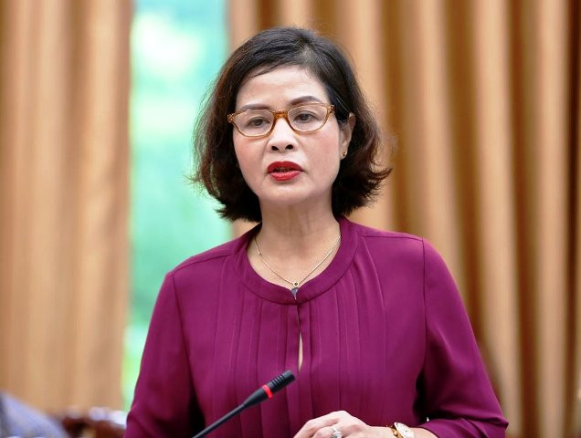 Bà Phạm Thị Hằng - Giám đốc Sở GD&ĐT Thanh Hóa phát biểu tại buổi làm việc. Ảnh: Xuân Phú