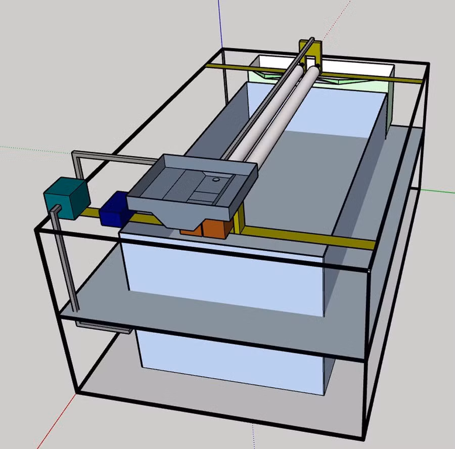 Hình ảnh 3D mô phỏng máy lột vỏ trứng chim cút tự động của Lê Ngọc Bích.