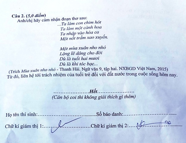 Đề thi môn ngữ Văn. Đề thi môn ngữ Văn.