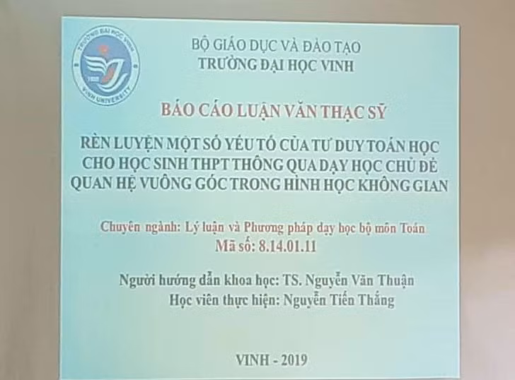 Đề tài của của thầy Thắng đã chuẩn bị đầy đủ chỉ chờ ngày bảo vệ