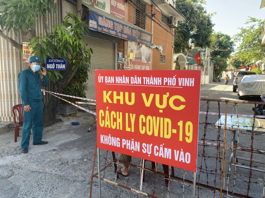 Khu vực khối Quang Tiến, phường Hưng Bình, TP Vinh, Nghệ An bị phong tỏa từ rạng sáng ngày 21/6