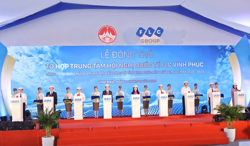 Nghi thức nhấn nút động thổ công trình tại FLC Vĩnh Phúc