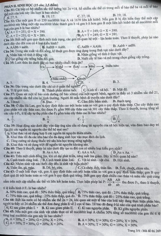 Phần thi Sinh học trong đề Tổng hợp. Phần thi Sinh học trong đề Tổng hợp.
