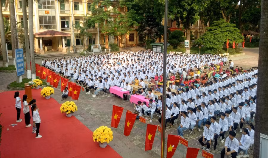 Hoạt động ngoại khóa tại Trường THPT Tam Dương (Vĩnh Phúc). Ảnh tư liệu