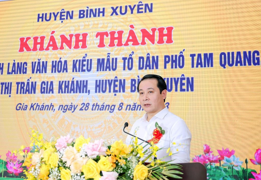 Ông Phạm Hoàng Anh, Phó Bí thư Thường trực Tỉnh uỷ Vĩnh Phúc phát biểu tại buổi lễ Ông Phạm Hoàng Anh, Phó Bí thư Thường trực Tỉnh uỷ Vĩnh Phúc phát biểu tại buổi lễ