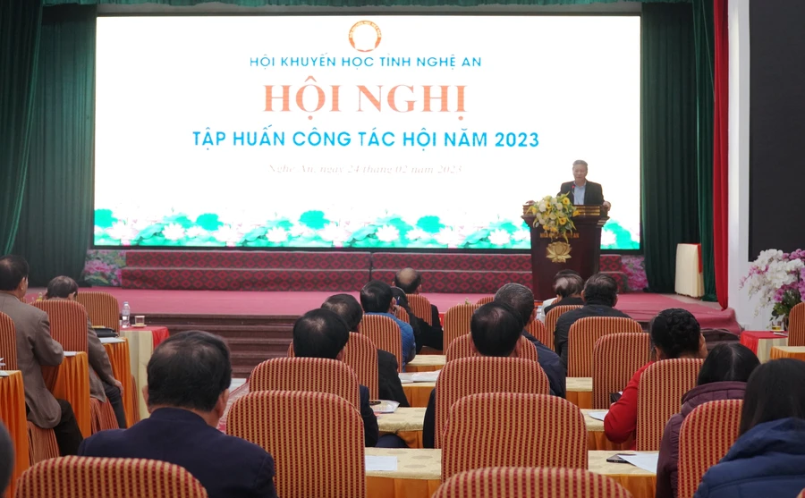 Hội khuyến học tỉnh Nghệ An tổ chức tập huấn công tác Hội năm 2023. Ảnh: Hồ Lài.